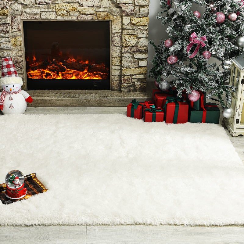 Andecor Soft Fluffy Bedroom Rugs, 5 x 8 Feet Indoor Shaggy Plush Area Rug for Boys Girls Kids Baby College Dorm Living Room Home Decor Floor Carpet, Cream White - Image 5